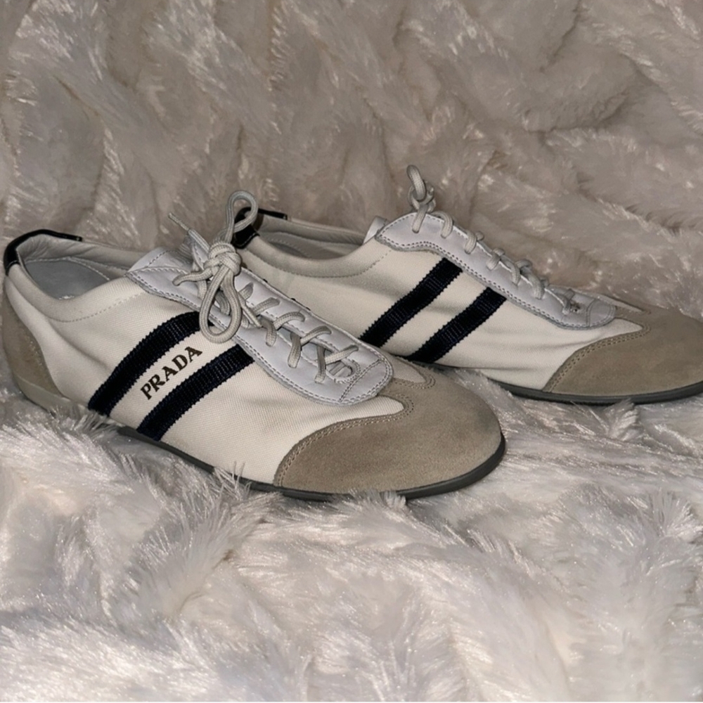 Prada Men's White and Black Sneakers